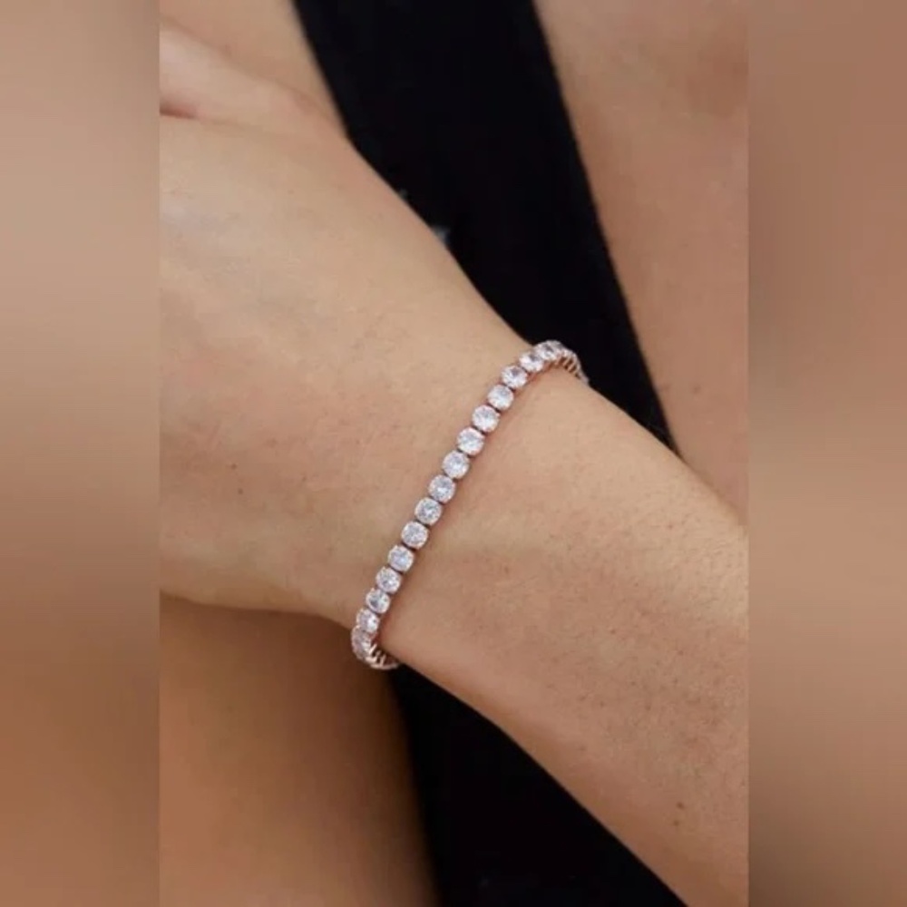 14K Rose Gold Plated 4mm Tennis Bracelet with CZ stones